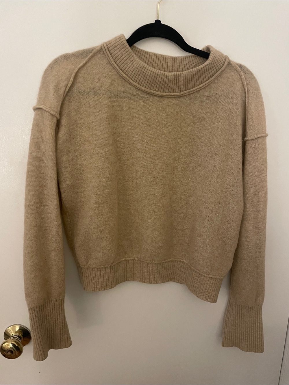 Free People Beige Women's Crewneck Cashmere Sweater